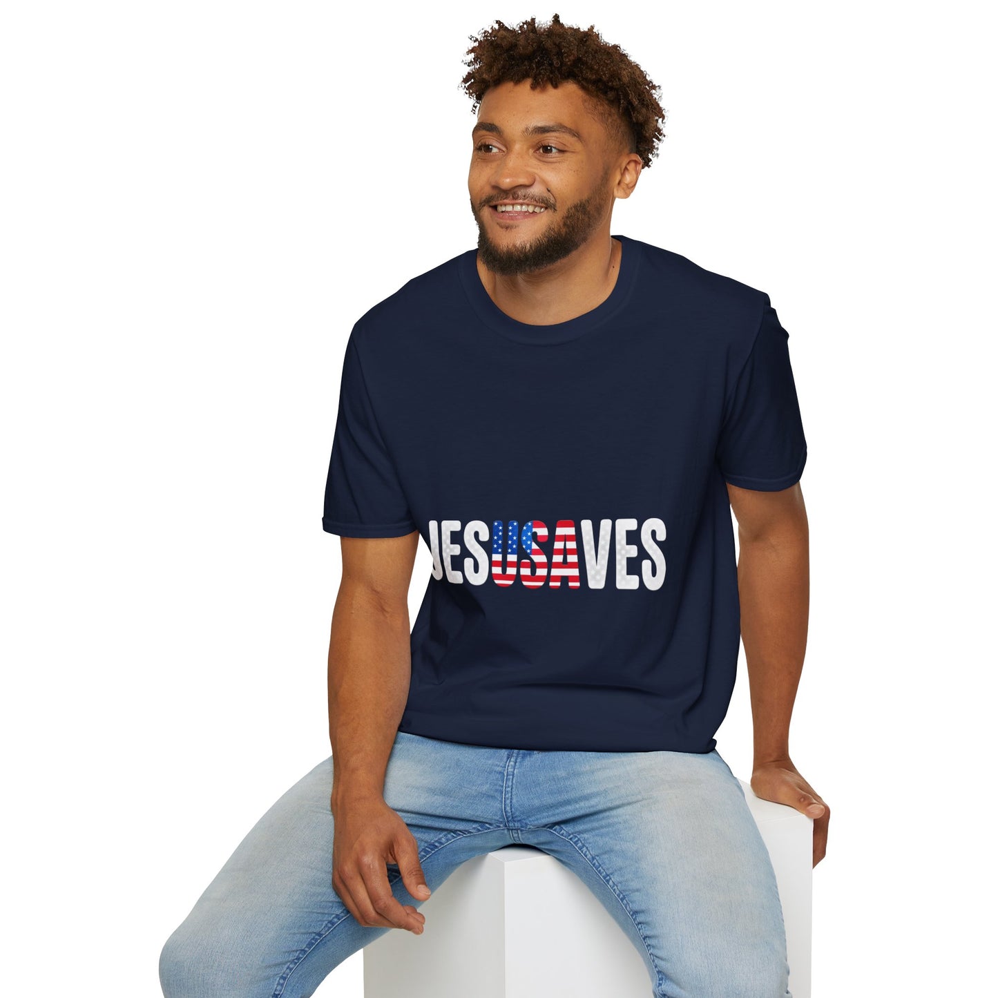 Jesus Saves T-Shirt — Patriotic American Flag Faith Tee