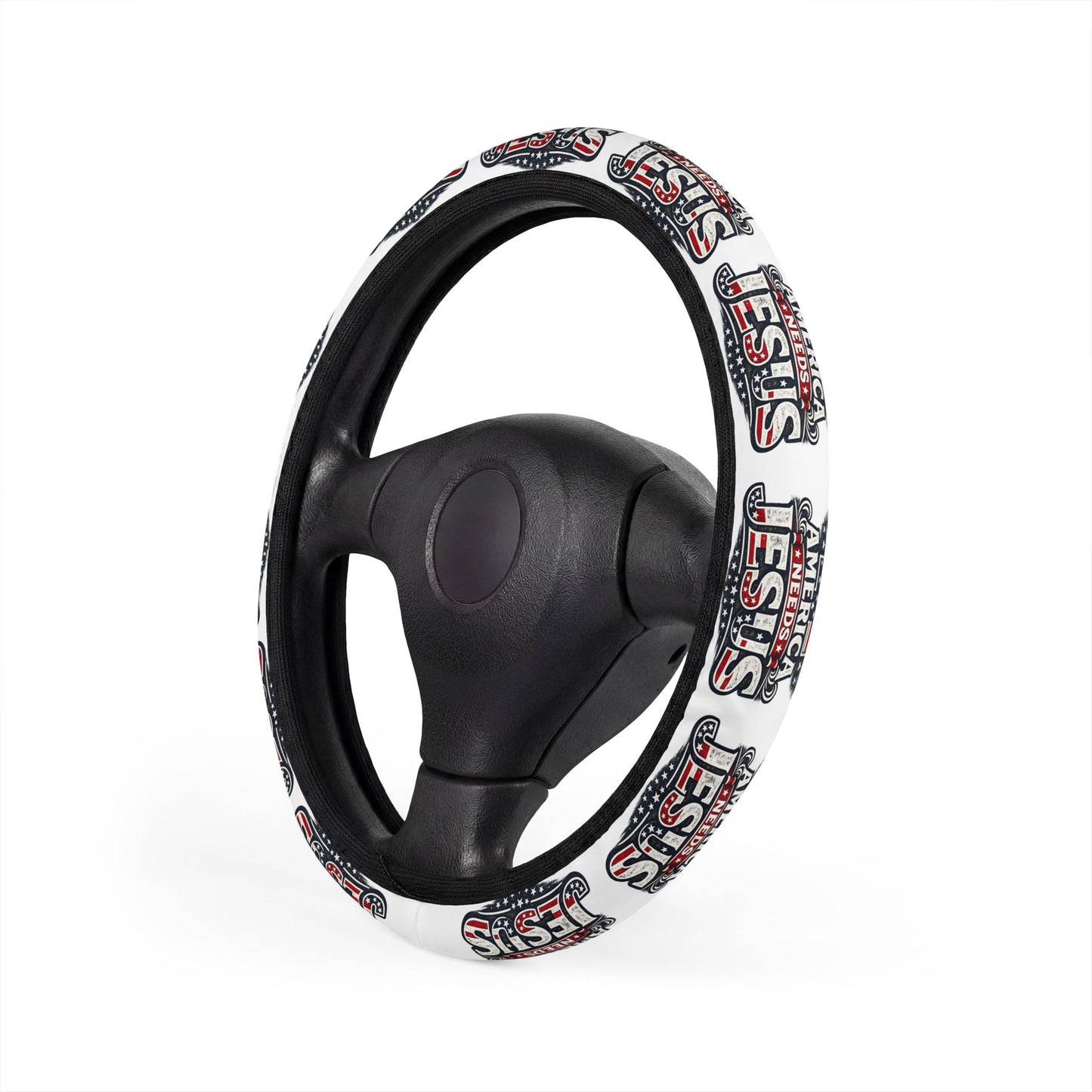 Steering Wheel Cover — Retro 'S.I.S.' Graphic White & Red Car Accessory