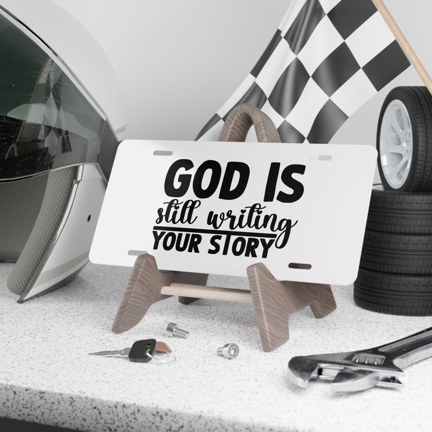 Vanity Plate - "God Is Still Writing Your Story" Inspirational License Plate