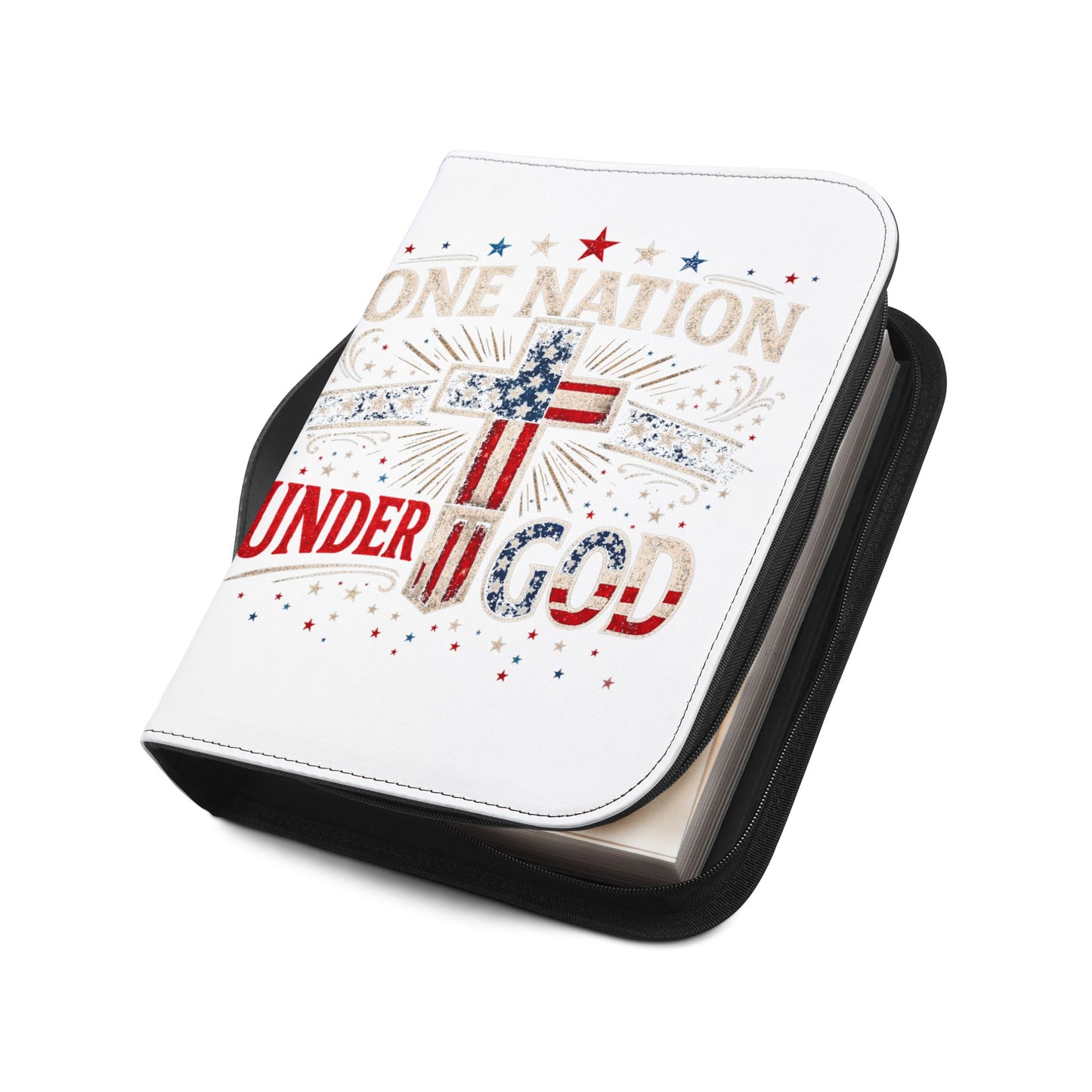 Bible Cover — "One Nation Under God" Patriotic Cross Bible Cover