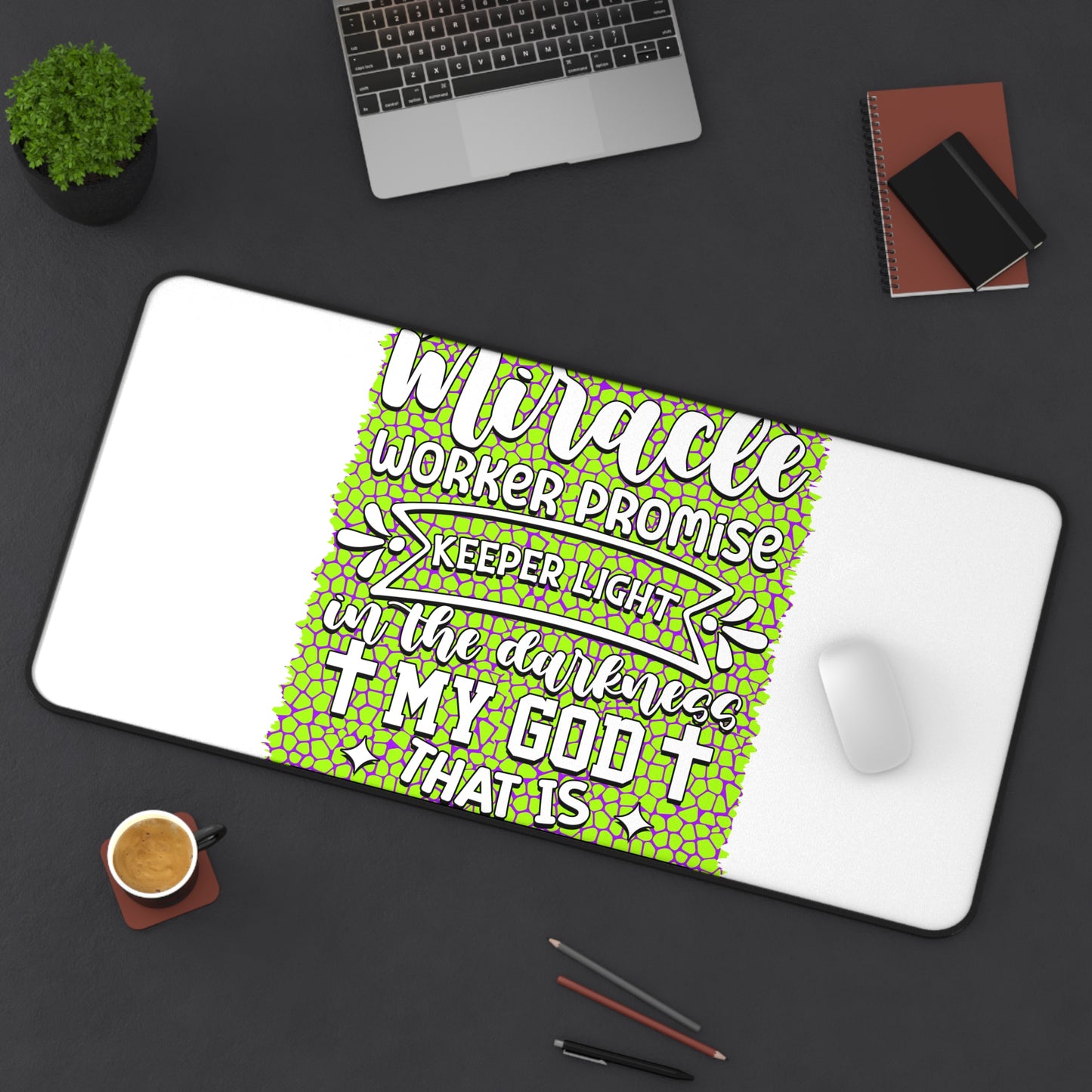 Inspirational Faith Desk Mat — "Way Maker, Miracle" Christian Desk Pad