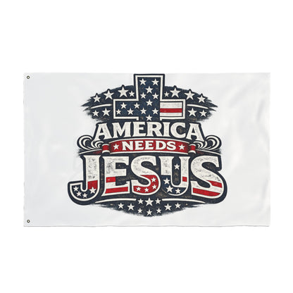America Needs Jesus Flag — Double-Sided Patriotic Christian Garden Banner