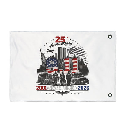 25th Anniversary 9/11 Memorial Flag - Double-Sided "Never Forget" Tribute (2001–2026)