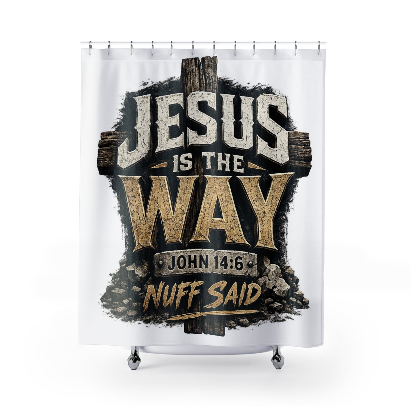 Jesus Is The Way Shower Curtain — John 14:6 Inspirational Christian Bathroom Decor