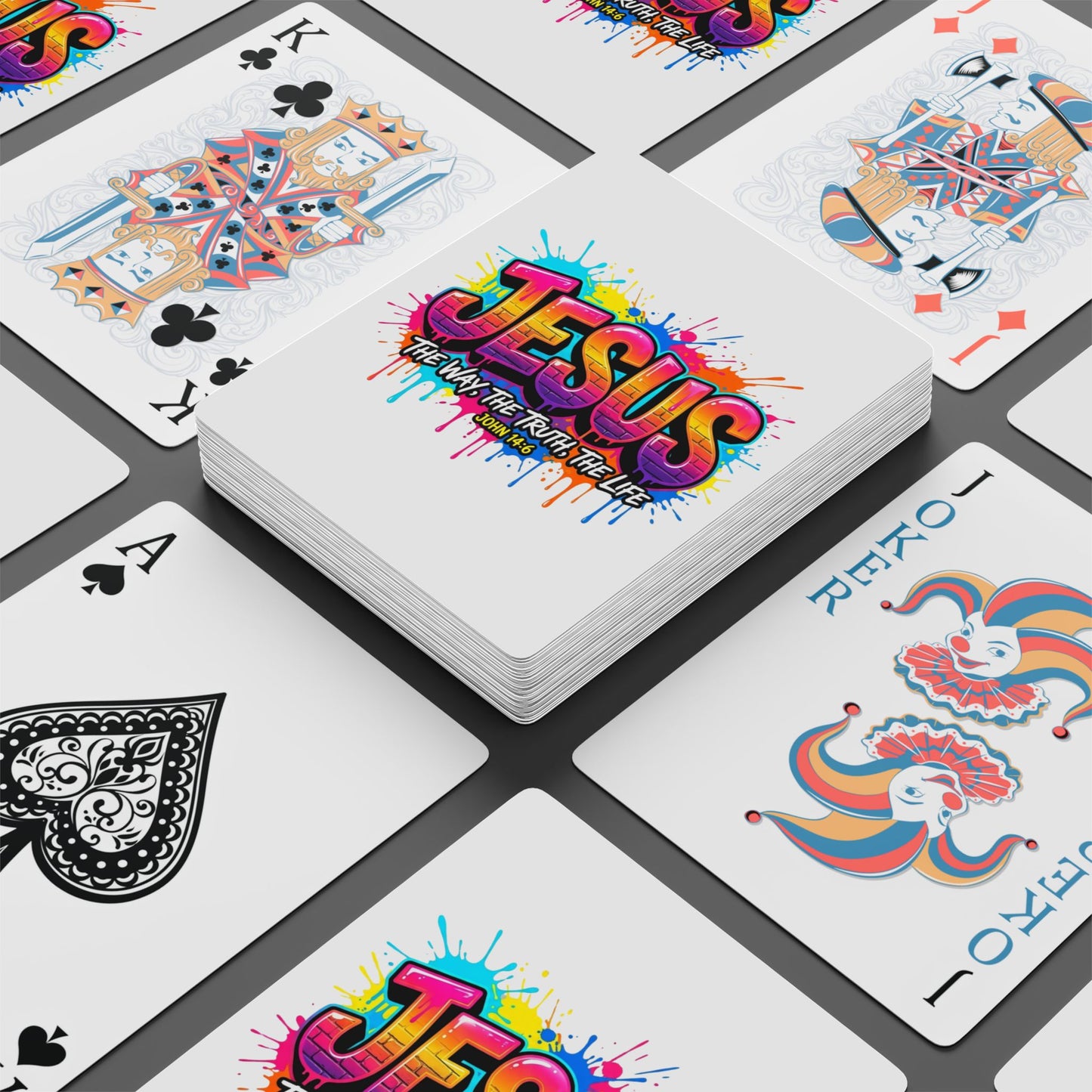 Jesus Graffiti Poker Playing Cards – Colorful Faith-Inspired Card Deck (John 14:6)