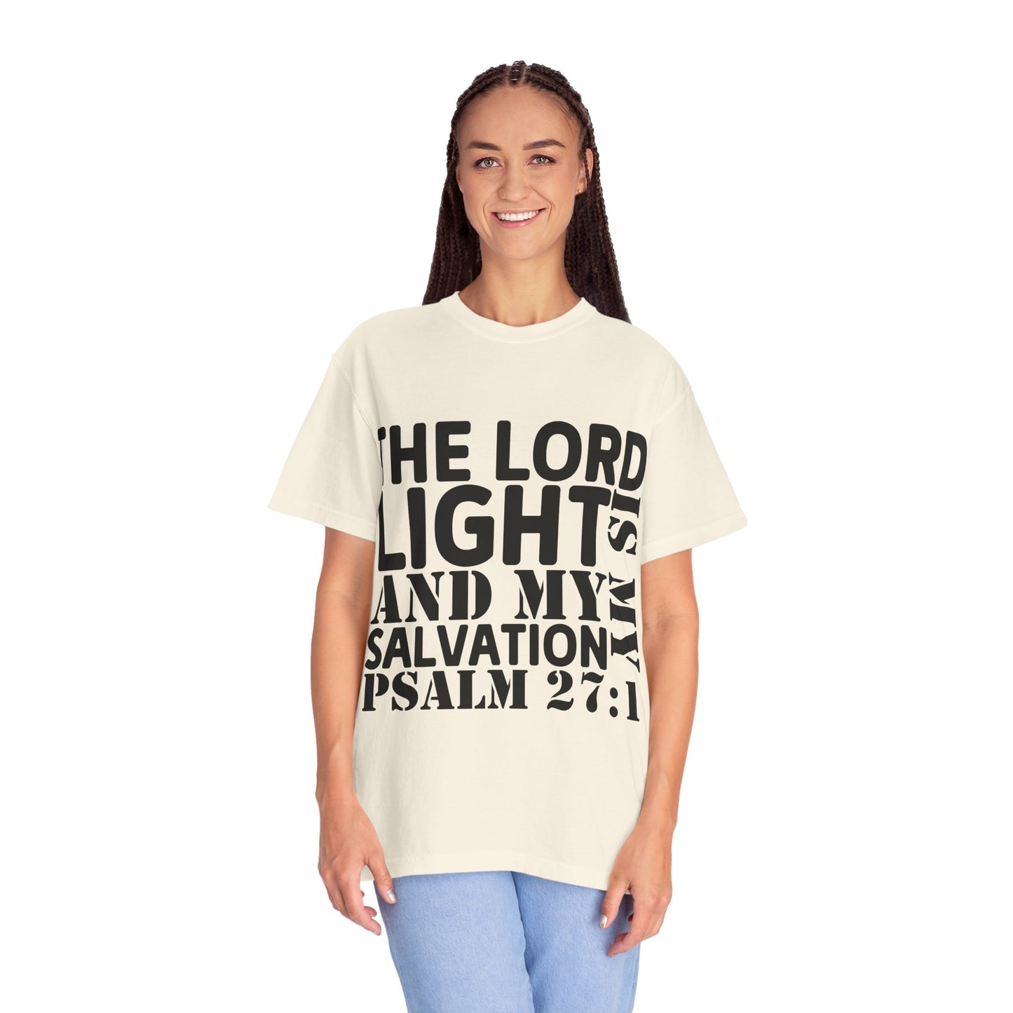 T-Shirt — 'The Lord is My Light and My Salvation' Psalm 27:1 Christian Tee