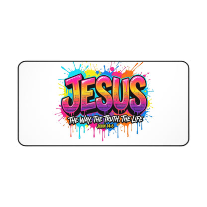 Jesus Graffiti Desk Mat — "The Way, The Truth, The Life" Christian Desk Pad