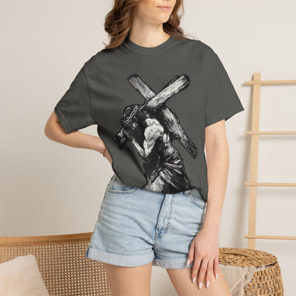 T‑Shirt — Christ Carrying Cross Black Illustration Graphic Tee