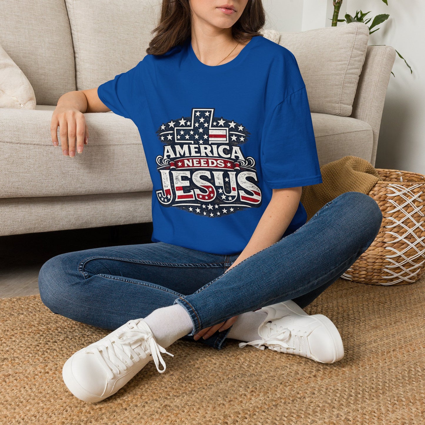 America Needs Jesus T‑Shirt — Patriotic Christian Tee