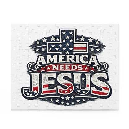 Puzzle — 'America Needs Jesus' Patriotic Christian Jigsaw (120/252/500 pc)