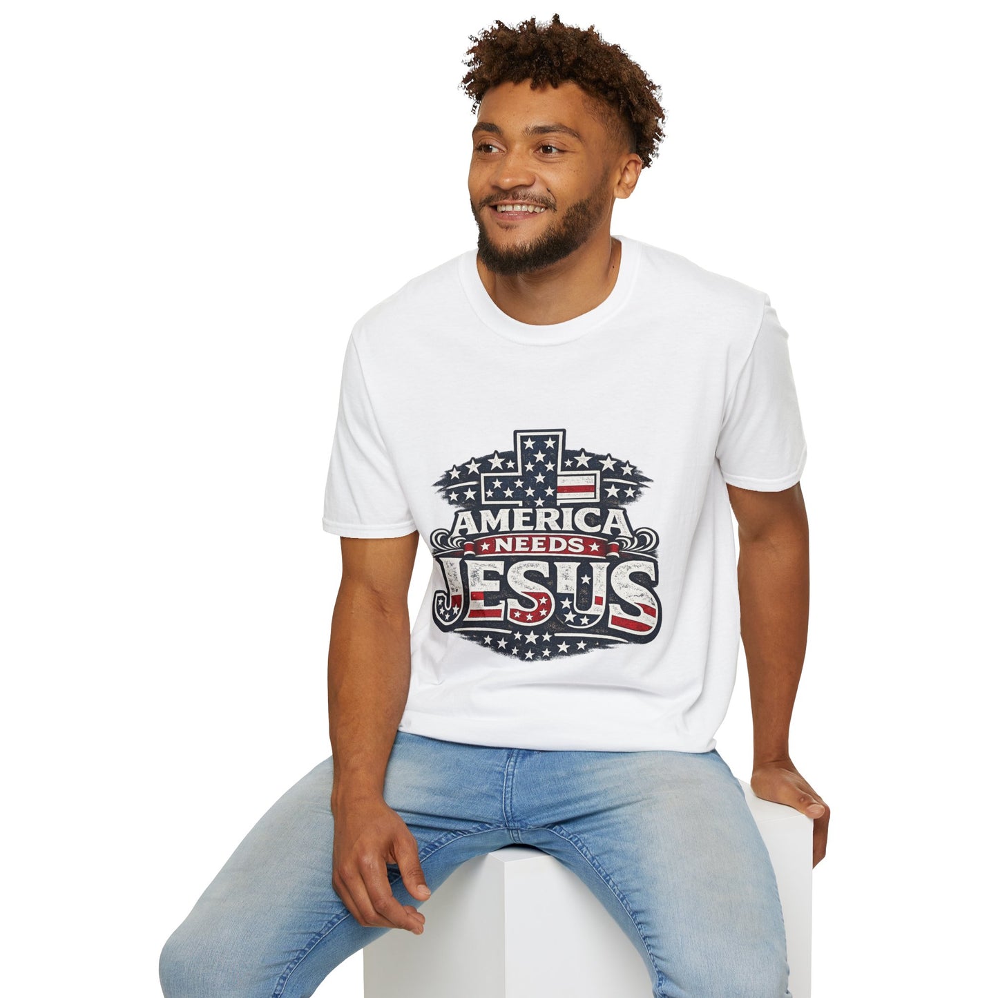 America Needs Jesus T‑Shirt — Patriotic Christian Tee