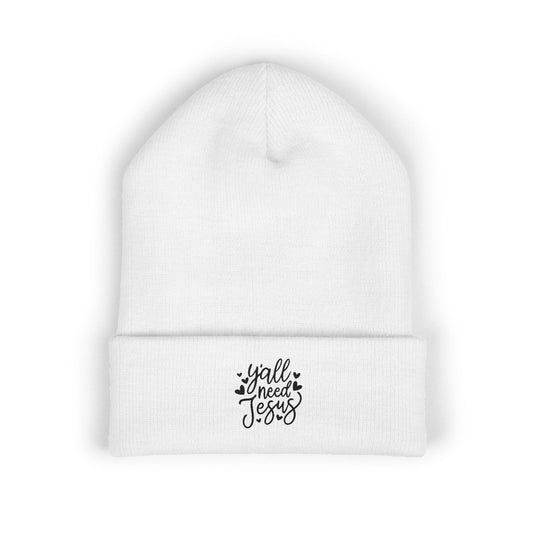 Embroidered 'Y'all Need Jesus' Cuffed Beanie