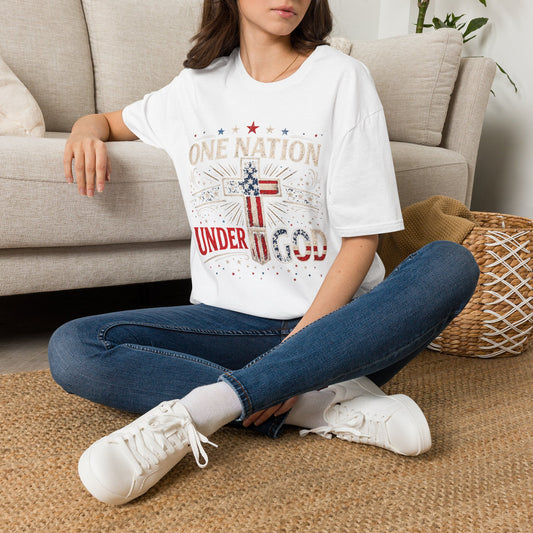 One Nation Under God T-Shirt — Patriotic American Flag Cross Tee