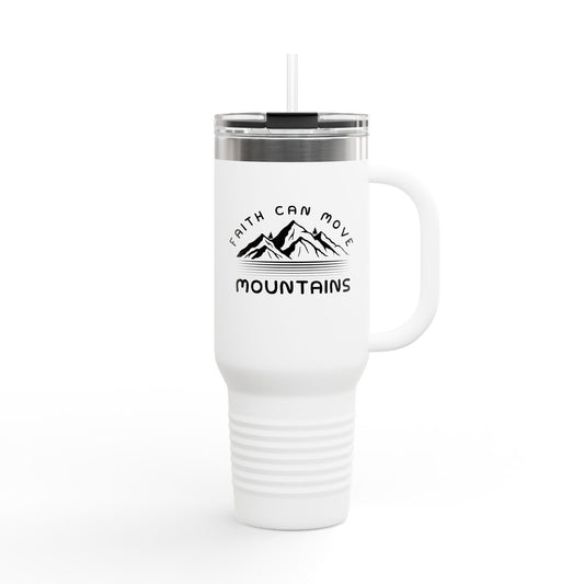 40oz Insulated Travel Mug — Mountain Adventure "Earth Can Move" Design