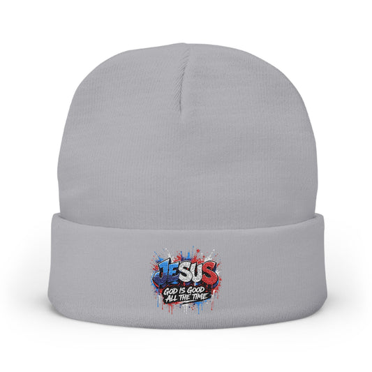 Embroidered 'God Is Good' Patriotic Knit Beanie