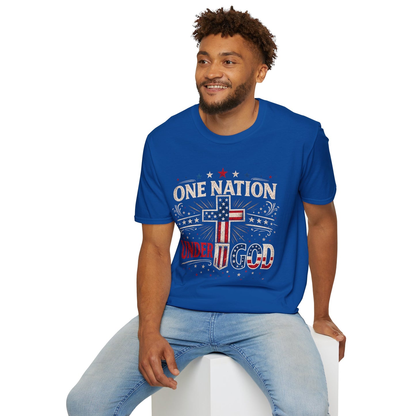 One Nation Under God T-Shirt — Patriotic American Flag Cross Tee