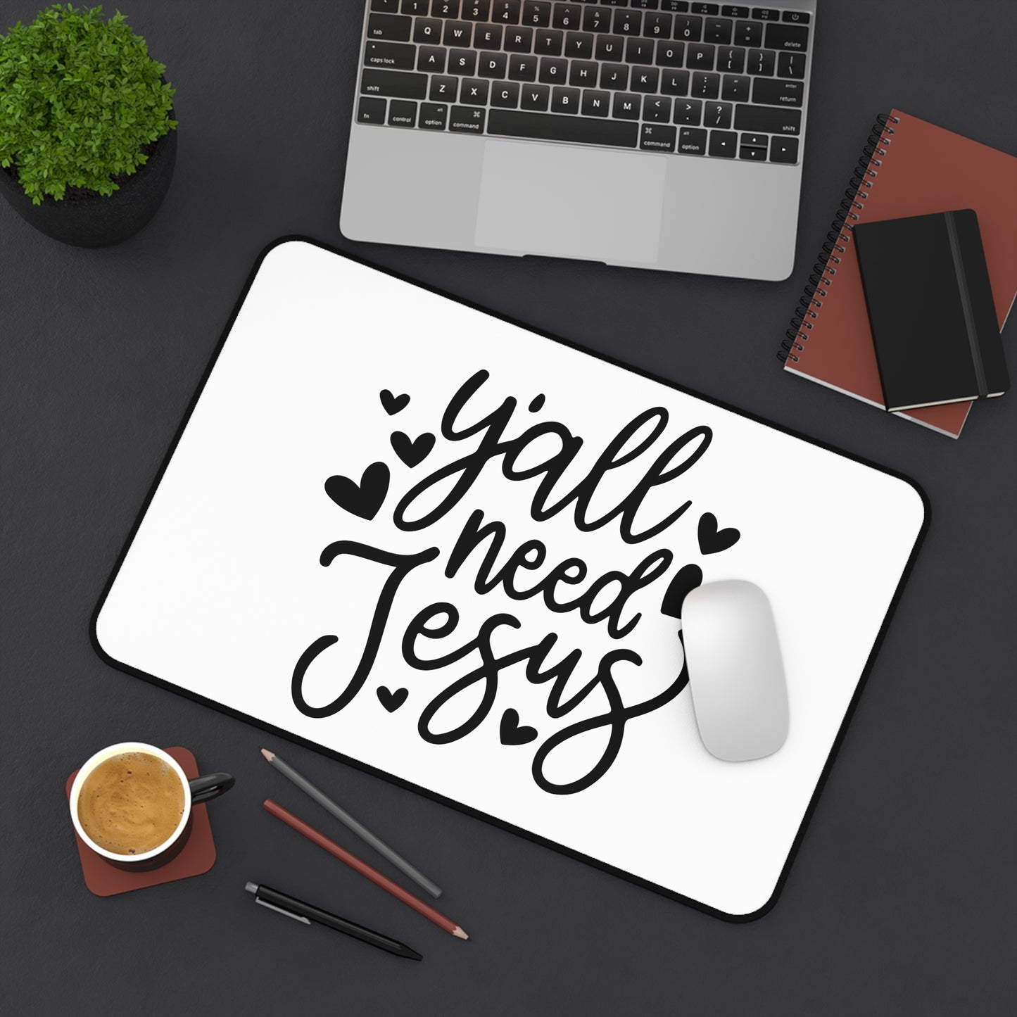Y'all Need Jesus Desk Mat — Inspirational Christian Mouse Pad Desk Mat