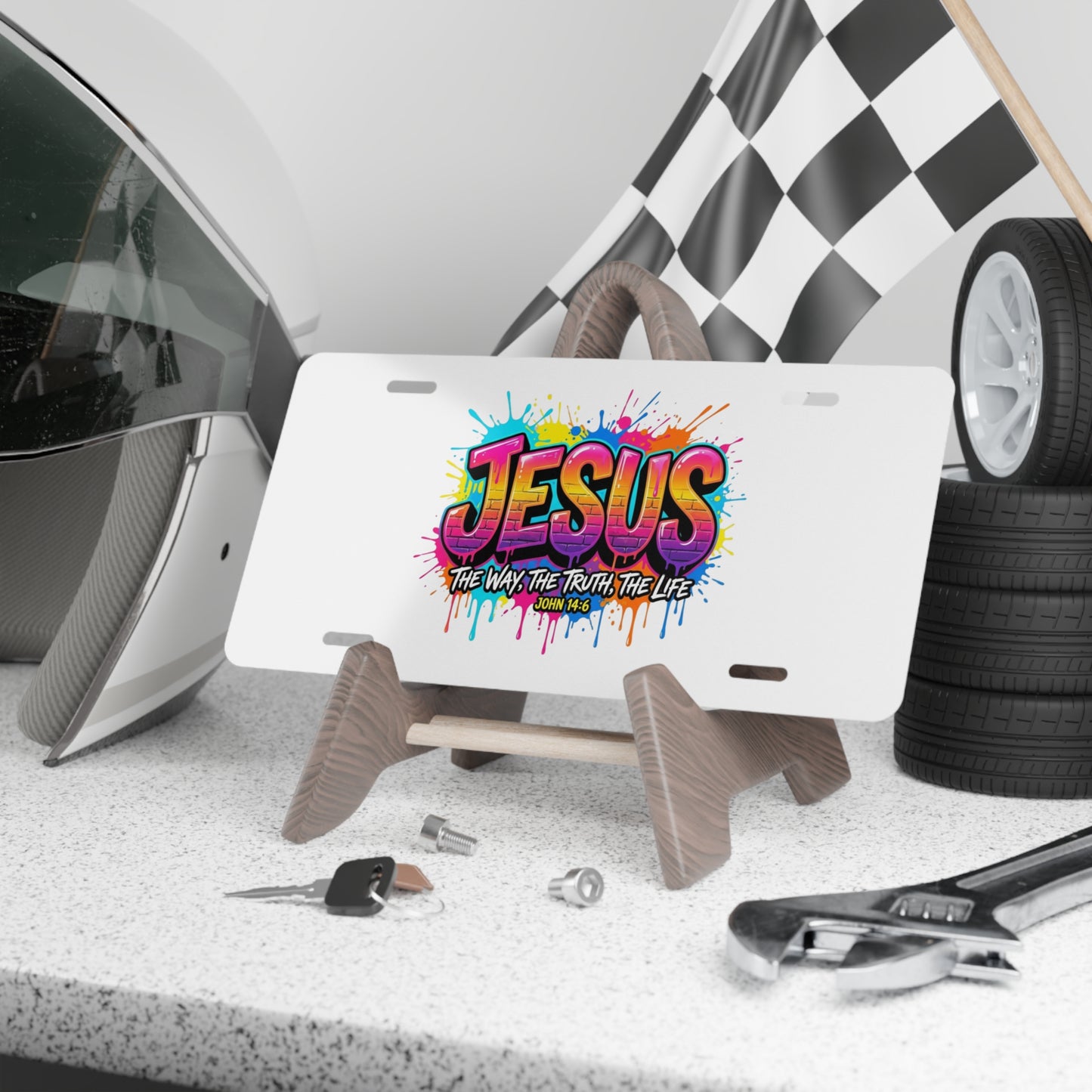 Jesus Graffiti Vanity Plate — “The Way, The Truth, The Life” License Tag