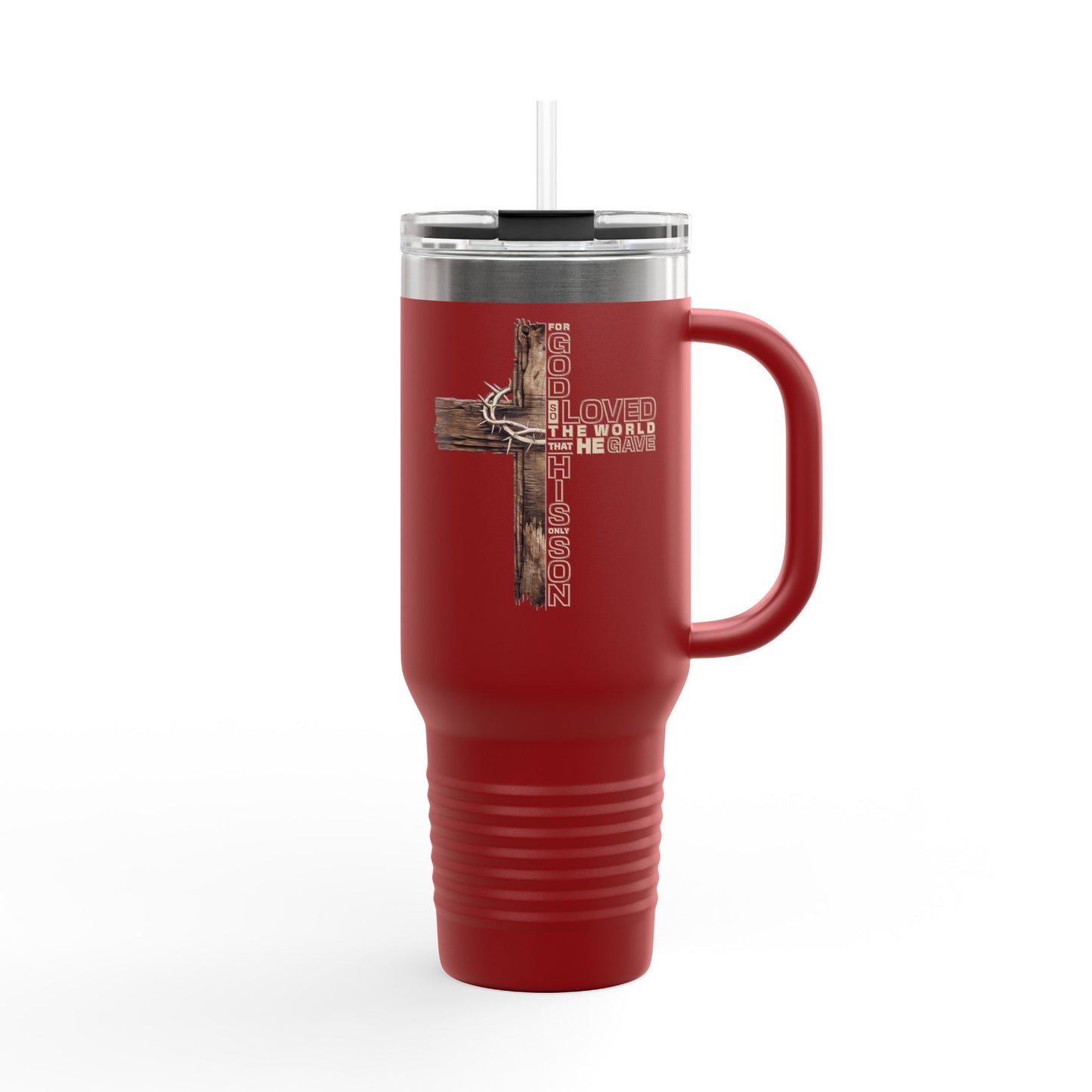 Religious Cross 40oz Insulated Travel Mug — Faith-Inspired Stainless Tumbler