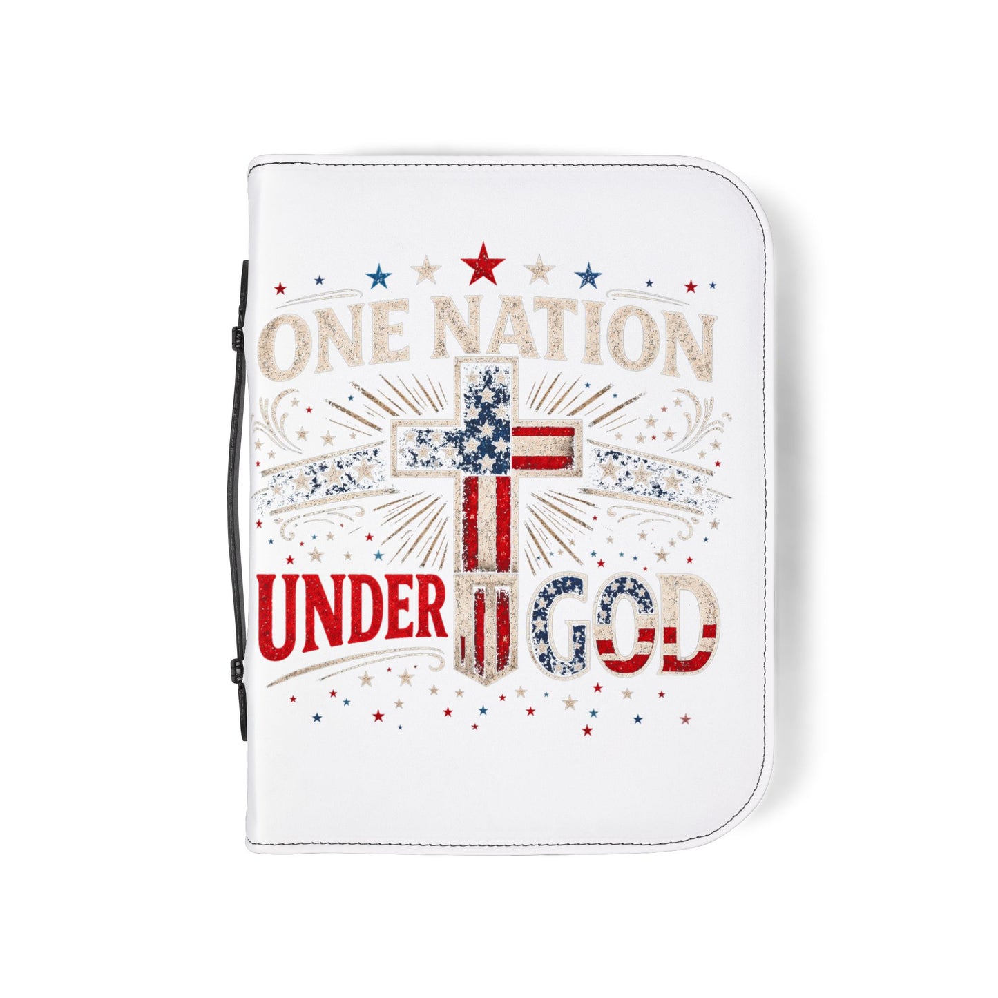 Bible Cover — "One Nation Under God" Patriotic Cross Bible Cover