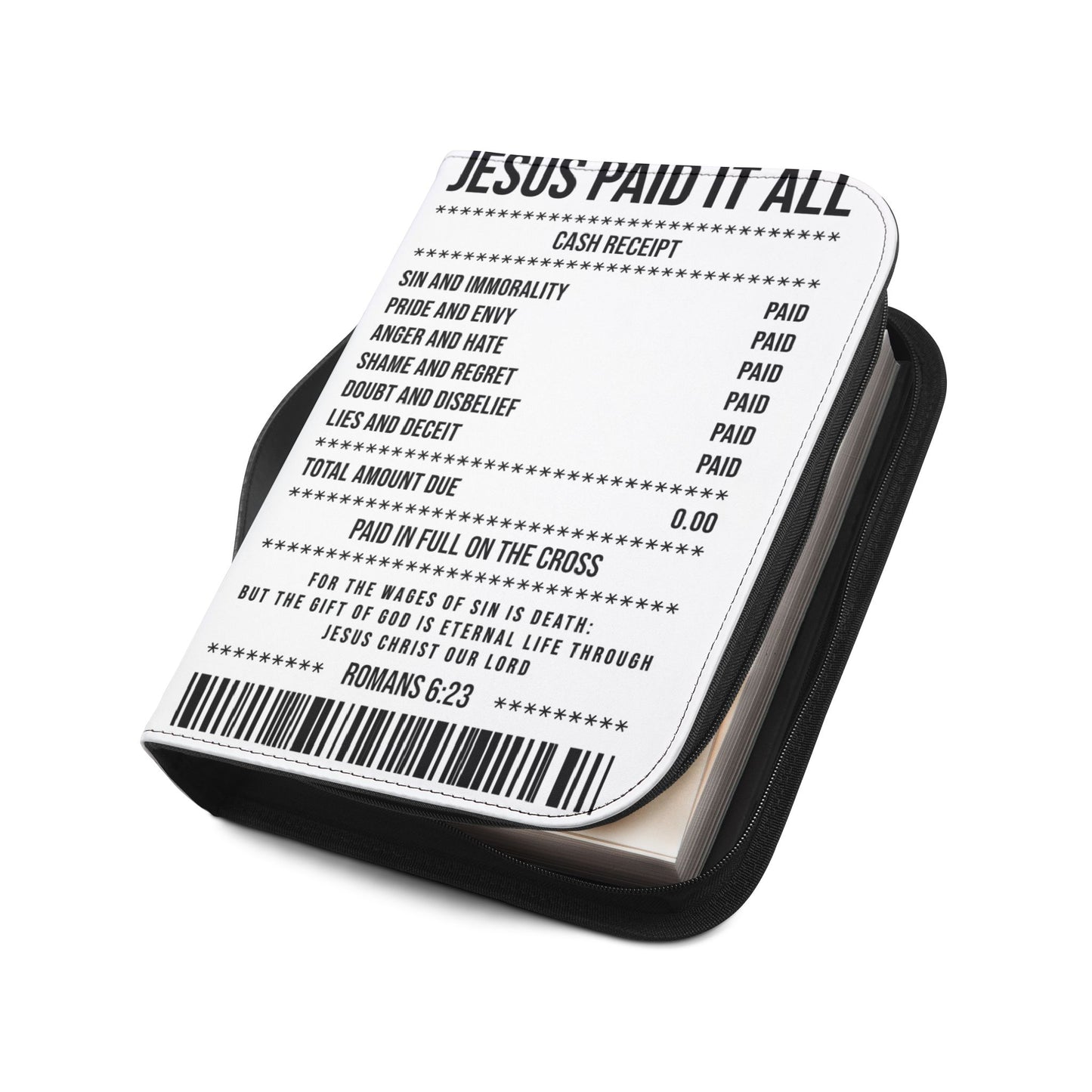 Bible Cover — "Jesus Paid It All" Receipt Design (Romans 6:23)