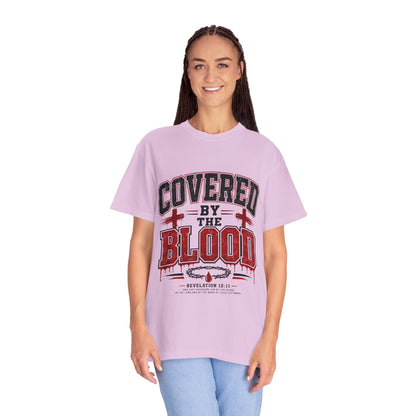 Covered by the Blood T-Shirt — Christian Faith Graphic Tee (Revelation 12:11)