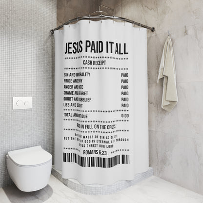 Jesus Paid It All Shower Curtain – Christian Receipt Design (Romans 6:23)