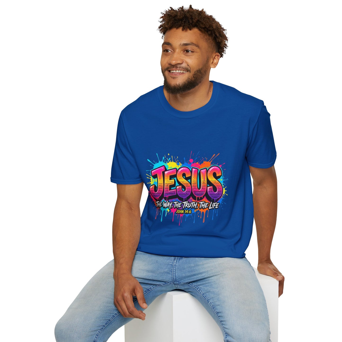 Jesus Graffiti T-Shirt — 'Jesus: The Way, The Truth, The Life' Colorful Faith Tee
