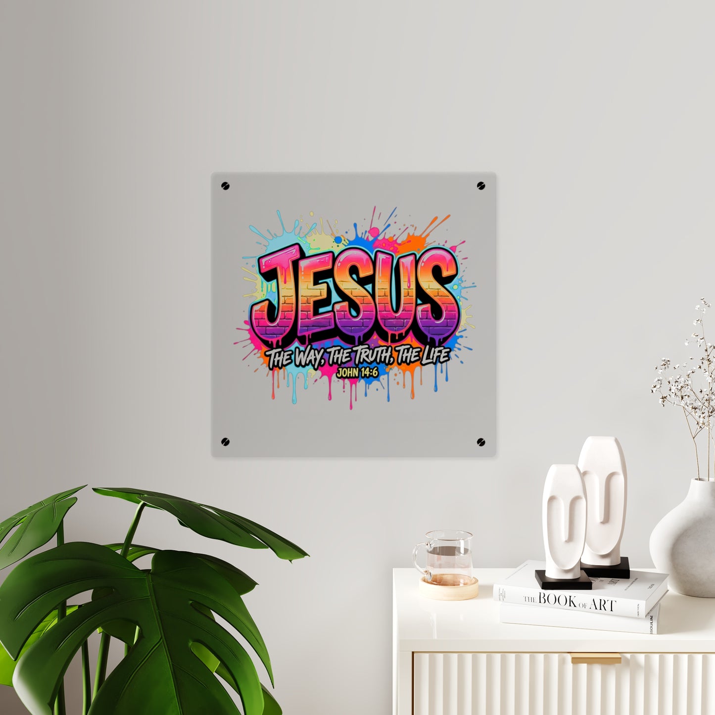 Acrylic Wall Art Panel — Colorful Graffiti 'JESUS: The Way, The Truth, The Life' (John 14:6)