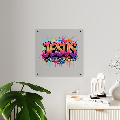 Acrylic Wall Art Panel — Colorful Graffiti 'JESUS: The Way, The Truth, The Life' (John 14:6)