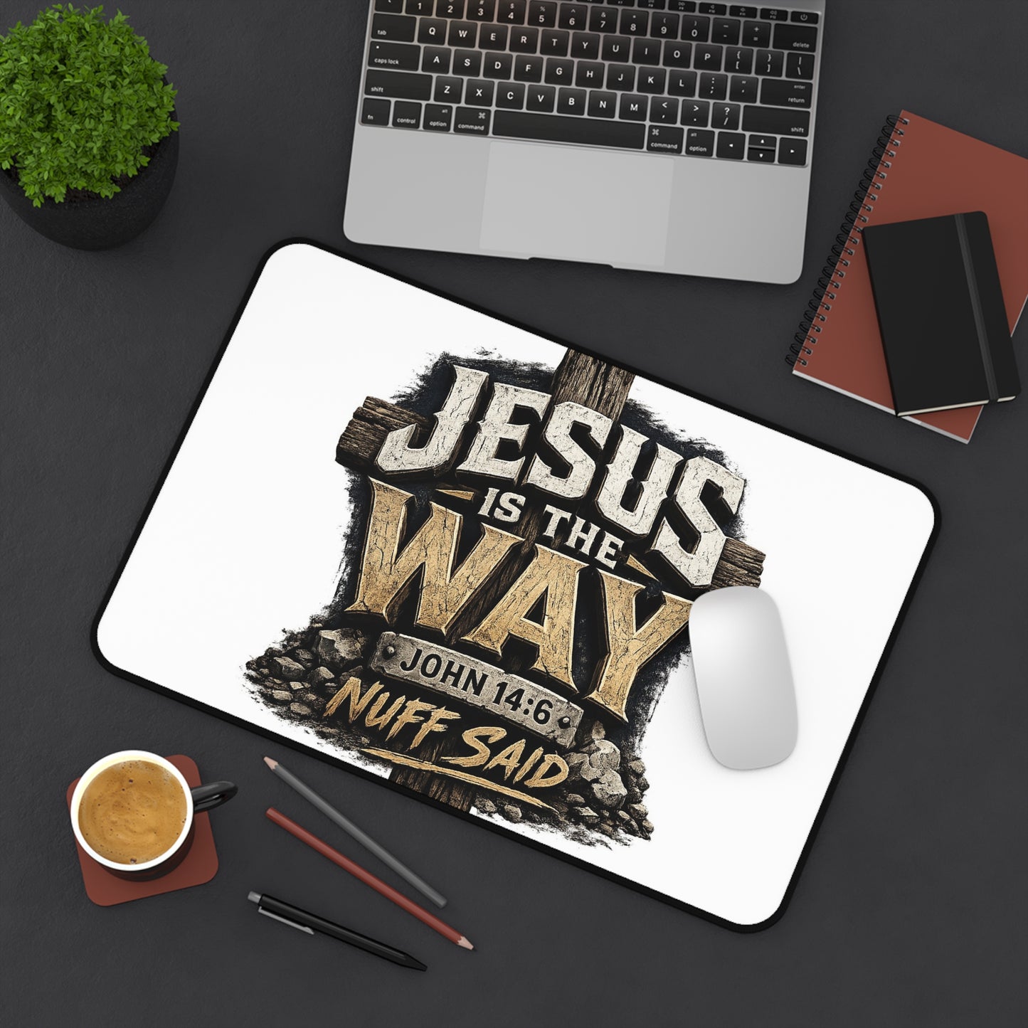 Jesus Is The Way Desk Mat – Christian Scripture Desk Pad (John 14:6)