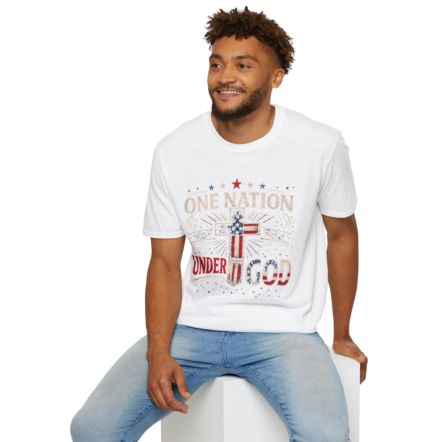 One Nation Under God T-Shirt — Patriotic American Flag Cross Tee