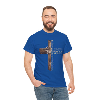 Christian Cross T‑Shirt — "For God Loved the World He Gave His Son" Inspirational Tee