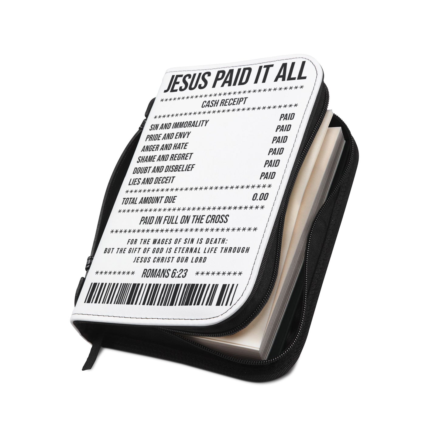 Bible Cover — "Jesus Paid It All" Receipt Design (Romans 6:23)