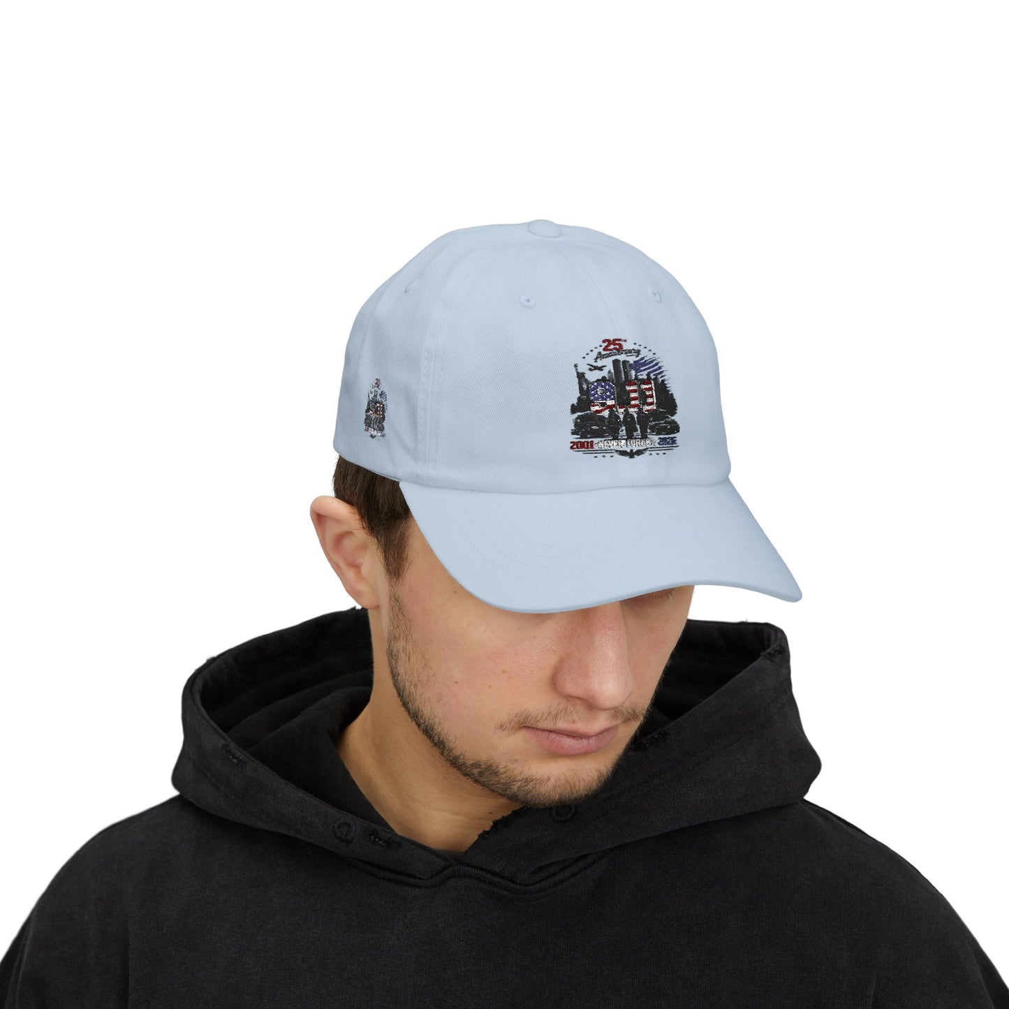 25th Anniversary Dad Cap — Retro Lighthouse & Harbor Embroidery