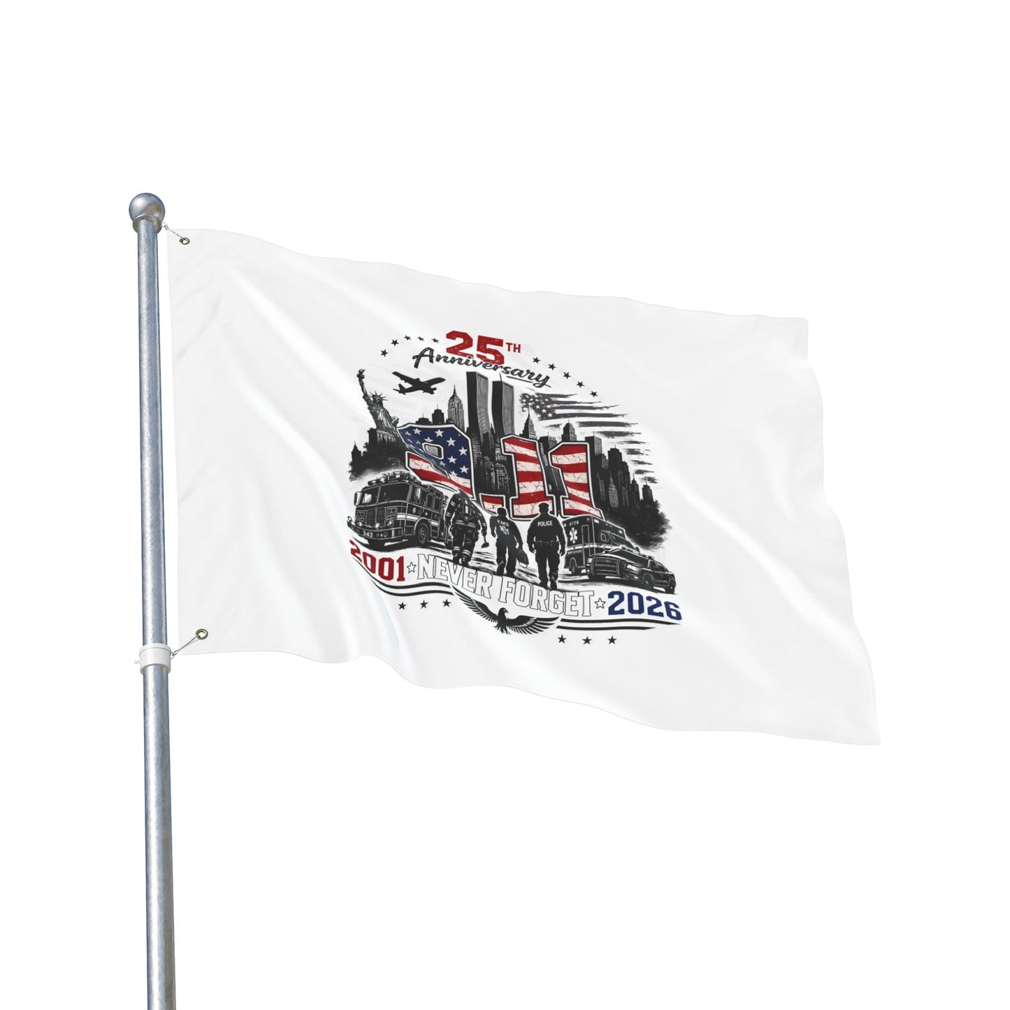 25th Anniversary 9/11 Memorial Flag - Double-Sided "Never Forget" Tribute (2001–2026)