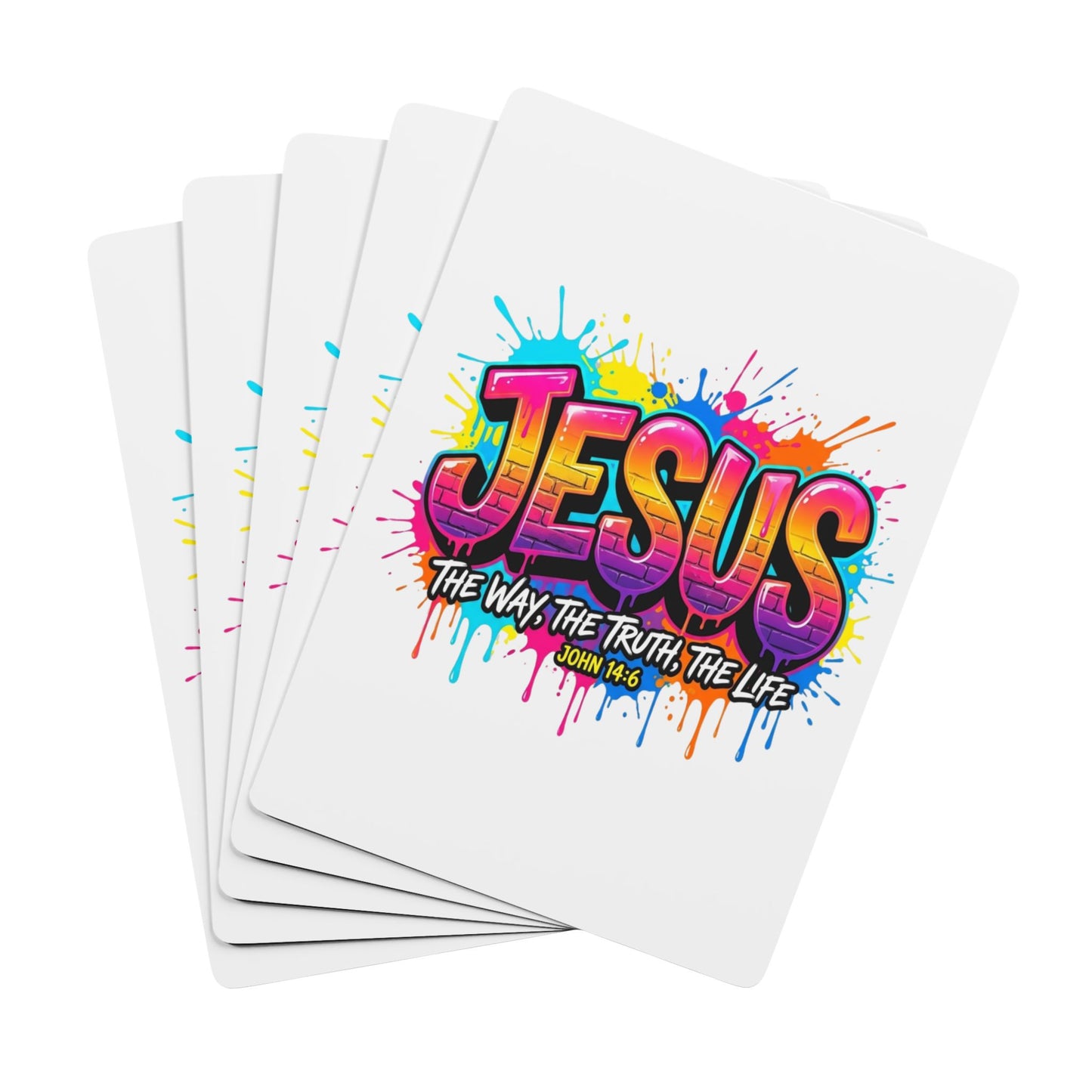 Jesus Graffiti Poker Playing Cards – Colorful Faith-Inspired Card Deck (John 14:6)