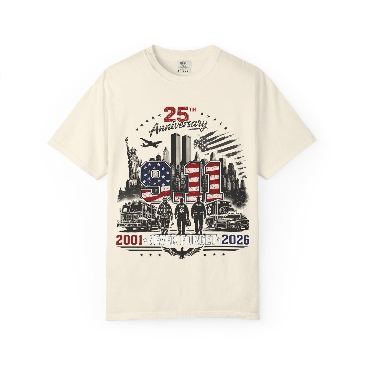 9/11 25th Anniversary T-Shirt — Never Forget 2001–2026 Memorial Tee