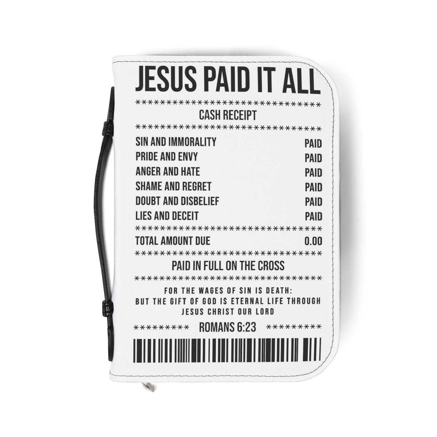 Bible Cover — "Jesus Paid It All" Receipt Design (Romans 6:23)