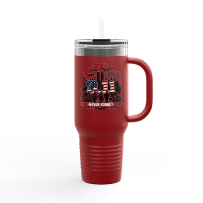 25th Anniversary 40oz Insulated Travel Mug — American Flag Memorial Design