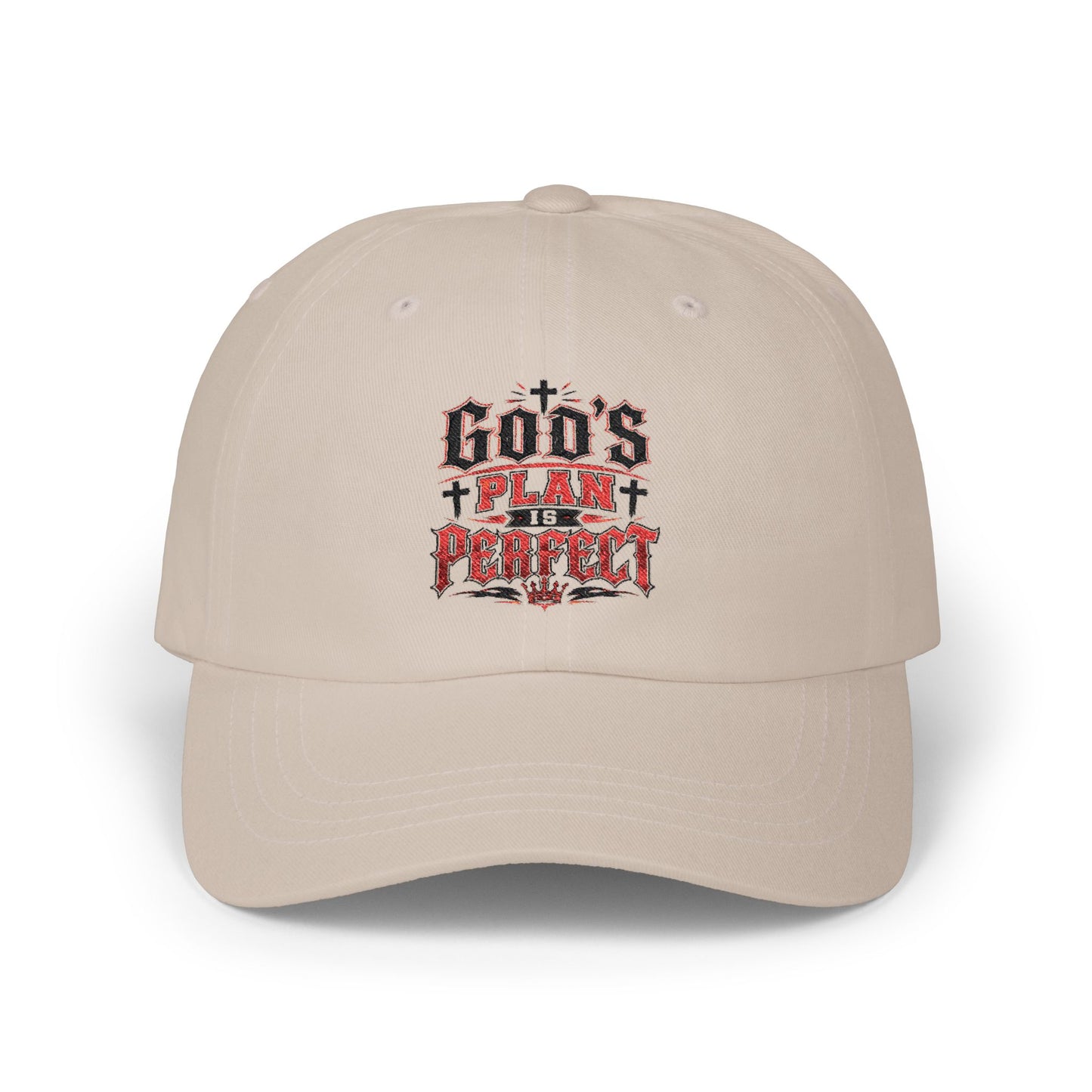 Religious Dad Cap - "God's Plan Is Perfect" Embroidered Baseball Hat