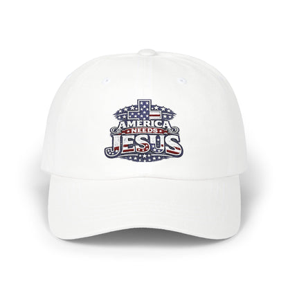 Dad Cap — Patriotic "America Loves Jesus" Embroidered Cross Hat