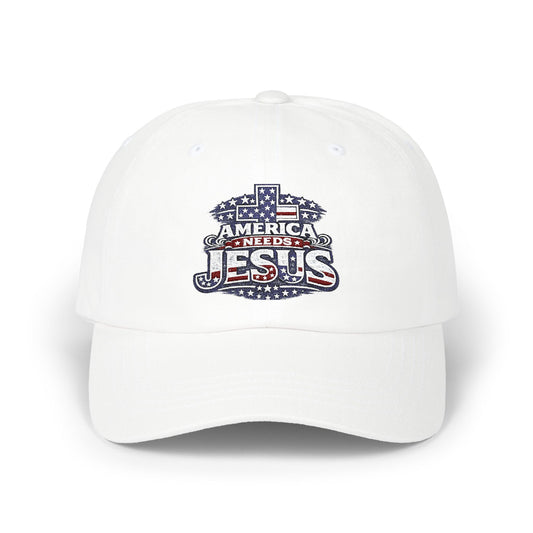 Dad Cap — Patriotic "America Loves Jesus" Embroidered Cross Hat