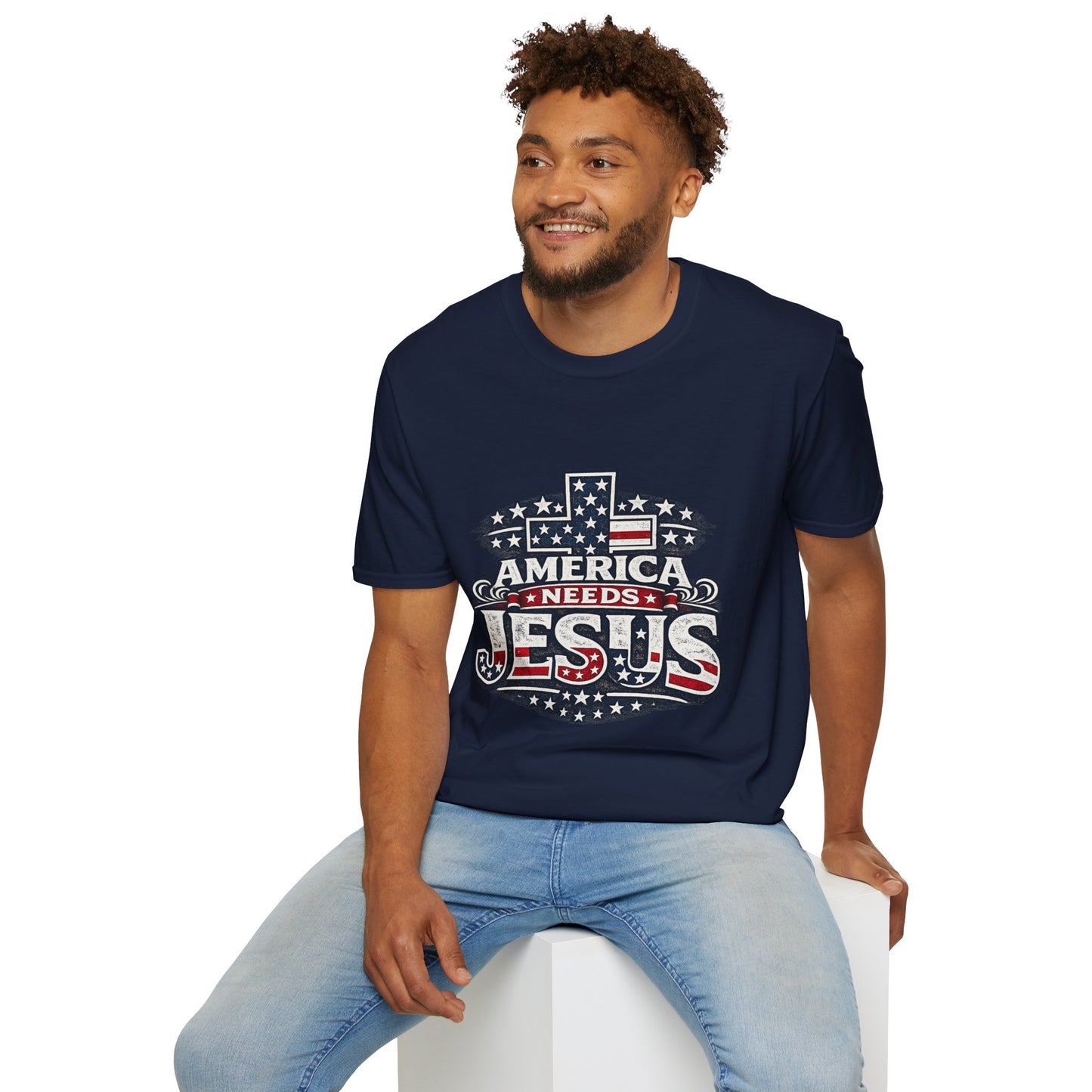America Needs Jesus T‑Shirt — Patriotic Christian Tee