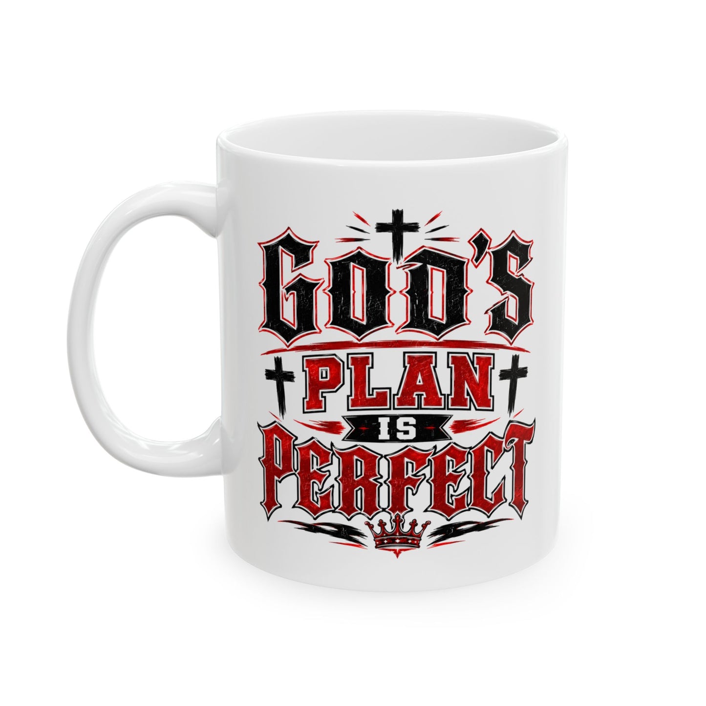Ceramic Mug — Gothic 'God's Project' Cross Graphic Coffee Mug (11oz & 15oz)