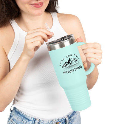 40oz Insulated Travel Mug — Mountain Adventure "Earth Can Move" Design