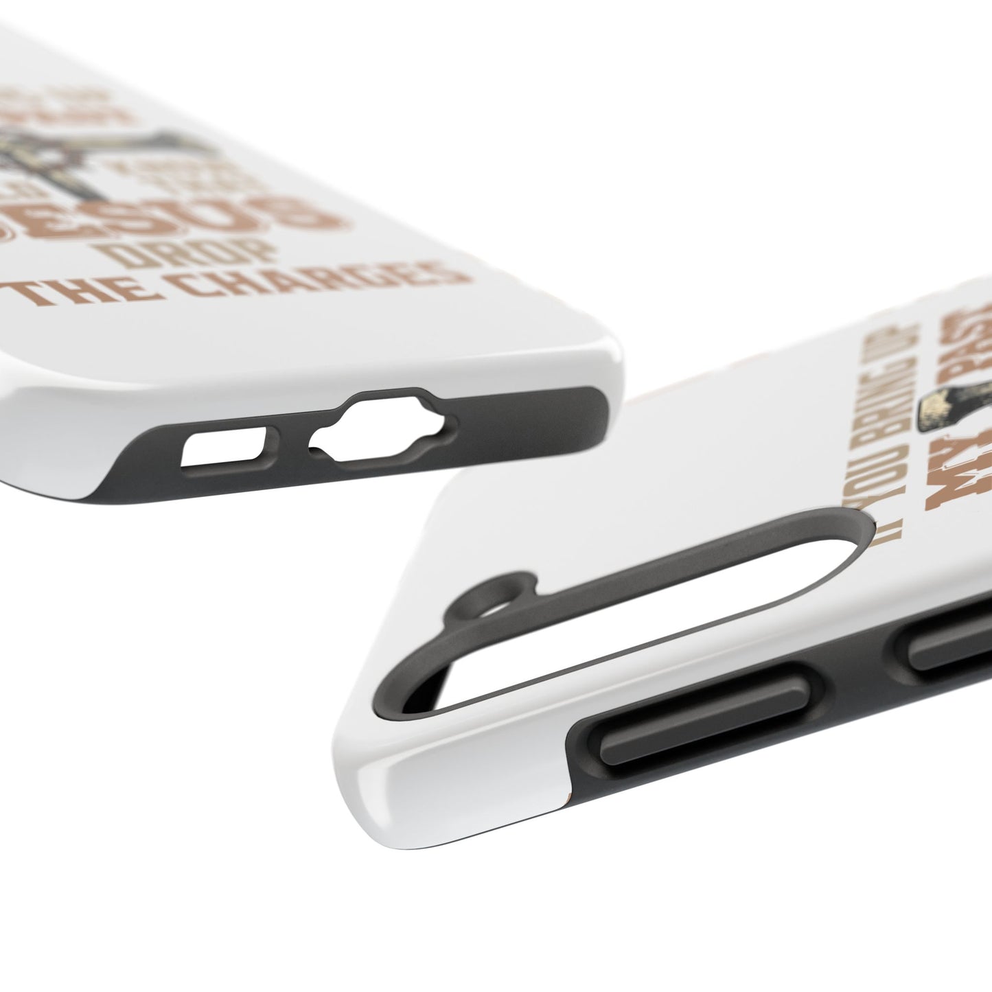 Christian Cross Phone Case — "If You Bring Up My Past You Should Know That Jesus Drop the Charges" Tough Case