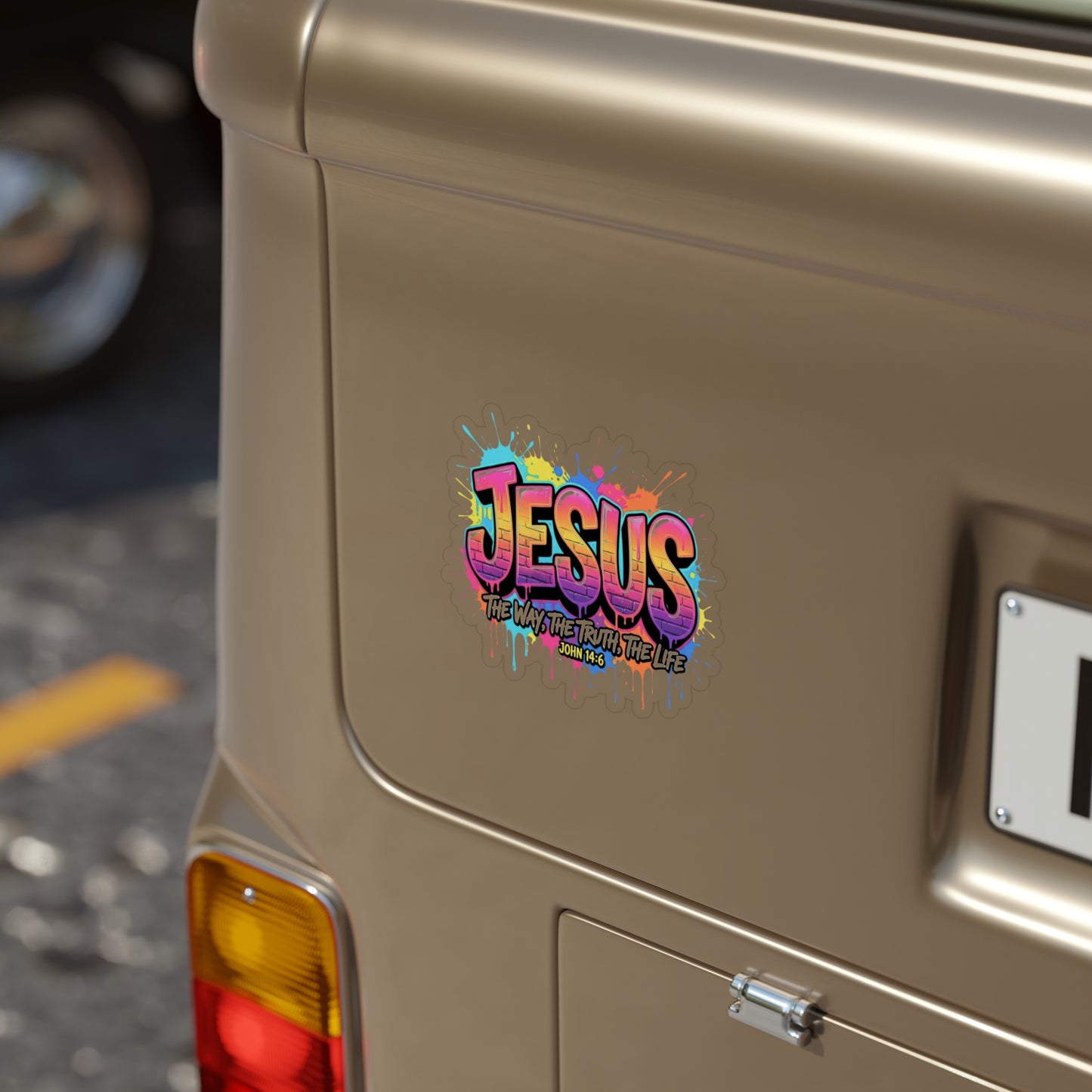 Jesus Graffiti Sticker — "Jesus: The Way, The Truth, The Life" Die-Cut Outdoor Sticker