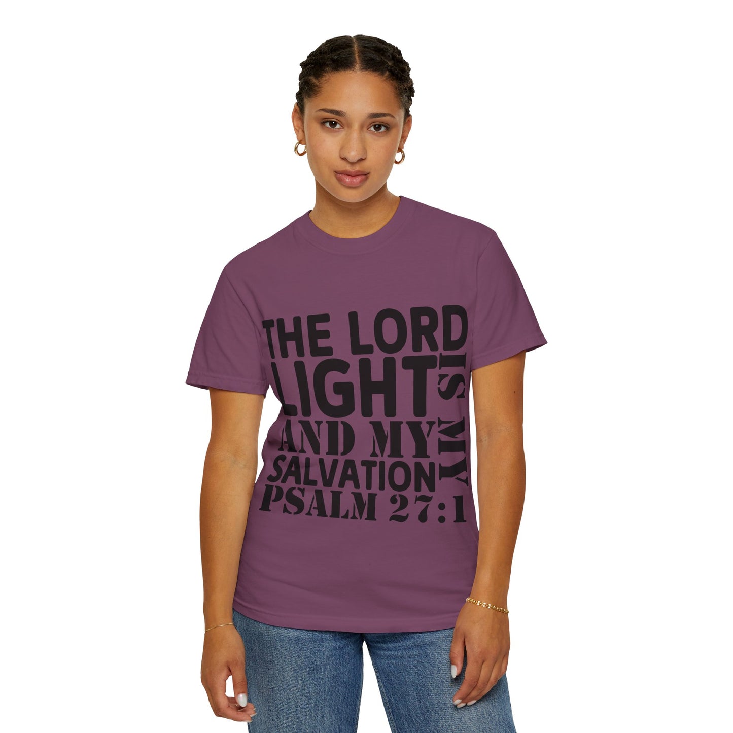 T-Shirt — 'The Lord is My Light and My Salvation' Psalm 27:1 Christian Tee