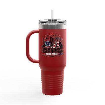 25th Anniversary 40oz Insulated Travel Mug — American Flag Memorial Design